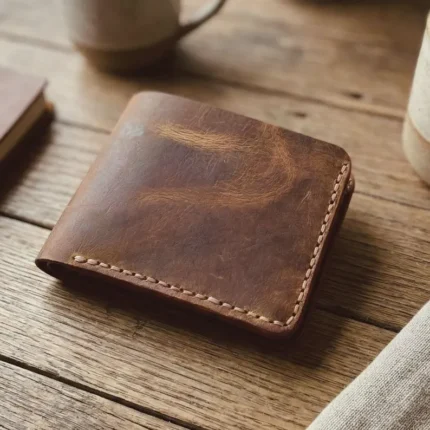 Leather Wallet for Men, Genuine Leather Bifold Wallet, Handmade Minimalist Slim Wallet, Gift for Him
