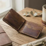 Leather Wallet for Men, Genuine Leather Bifold Wallet, Handmade Minimalist Slim Wallet, Gift for Him - Image 2